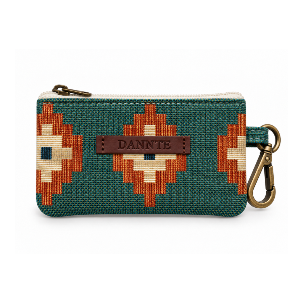 Portabolsas Knox de DANNTE en verde con rombos naranjas