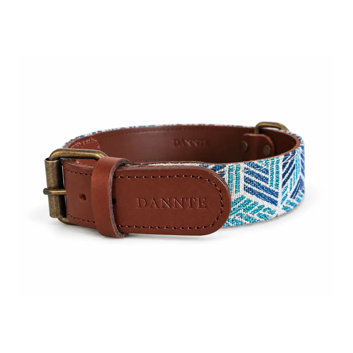 Puntera de piel con grabado DANNTE y hebilla del collar Brix
